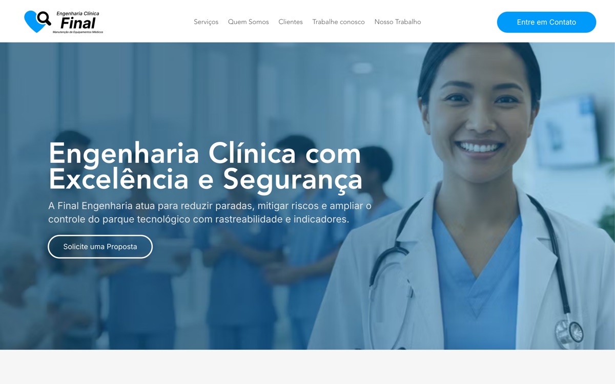 Hero do site da Final Engenharia, desenvolvido pela Agência Pine